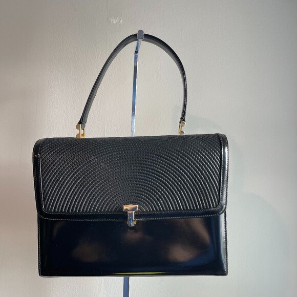 Tiffany & Co. Handbags - Tiffany & Co. Vintage T-Lock Top Handle Black Patent Leather Bag- Preowned